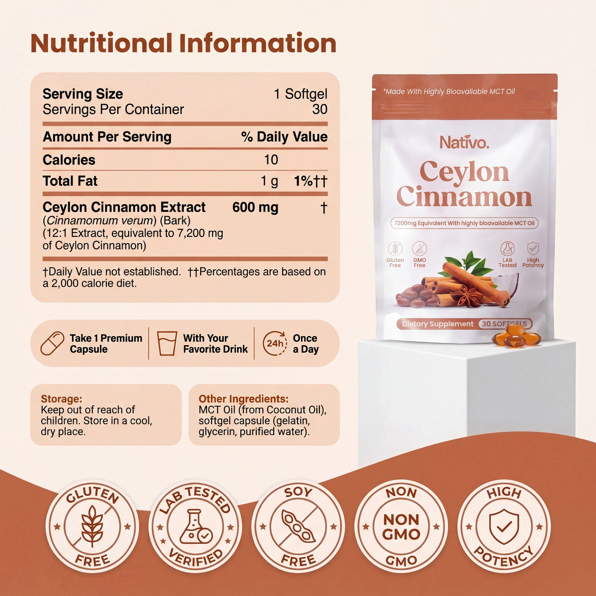 Ceylon Cinnamon 7200mg with MCT Oil